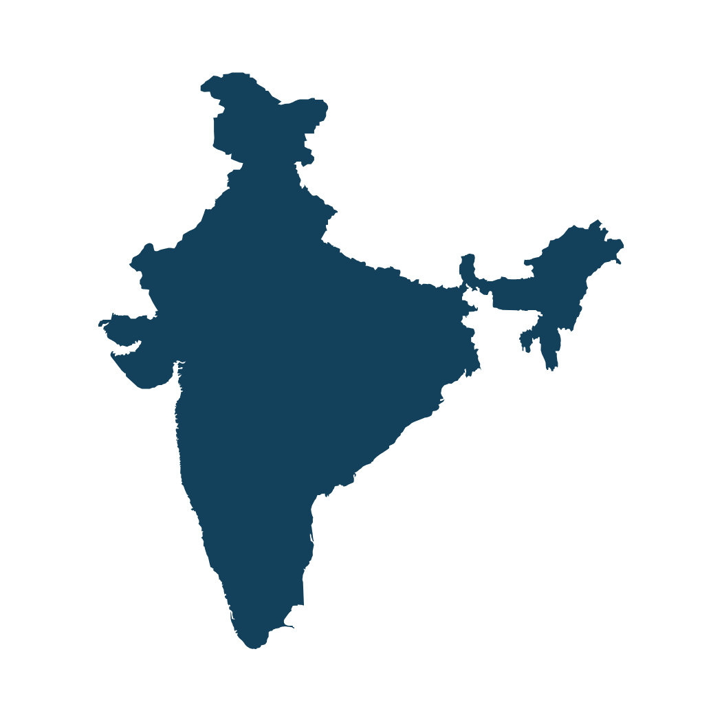 Map of India showing city locations